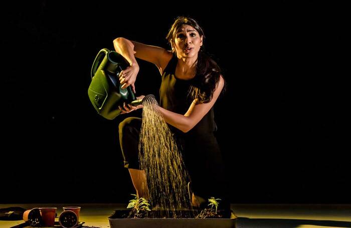 Kiran Landa in Extinct at Theatre Royal Stratford East, London. Photo: The Other Richard Kiran Landa in Extinct at Theatre Royal Stratford East, London. Photo: The Other Richard