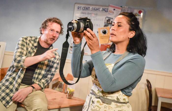 Matt Sutton and Jennifer Daley in Big Big Sky at Hampstead Theatre. Photo Robert Day