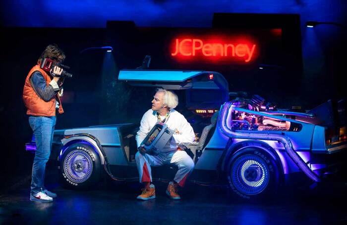 Olly Dobson and Roger Bart in Back to the Future the Musical. Photo: Sean Ebsworth Barnes