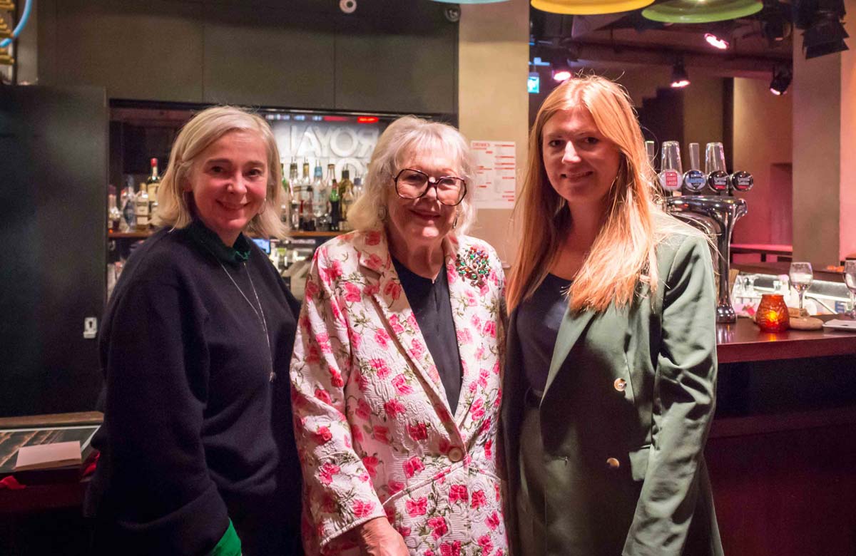 Royal Court artistic director Vicky Featherstone, Antonia Fraser and Miriam Battye 