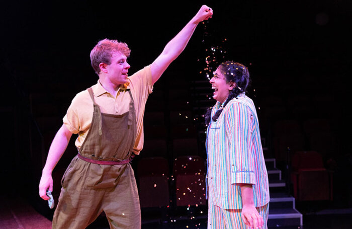 Matthew Heywood and Purvi Parmar in Peter Pan at the Octagon Theatre, Bolton. Photo: Jonathan Keenan