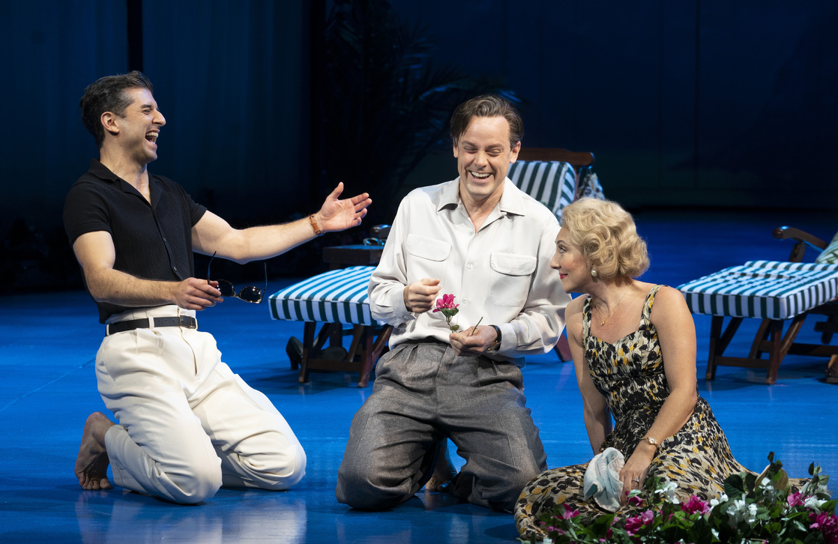 Tony Yazbeck, Harry Hadden-Paton and Carmen Cusack in Lincoln Center Theater's Flying Over Sunset. Photo: Joan Marcus