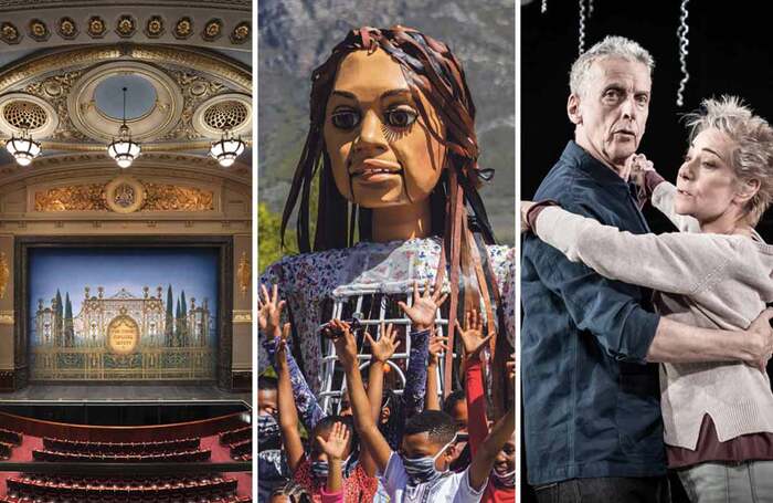 Theatre Royal Drury Lane, Little Amal and Peter Capaldi and Zo&euml; Wanamaker in the Donmar's Constellations. Photos: Philip Vile/Bevan Roos/Marc Brenner
