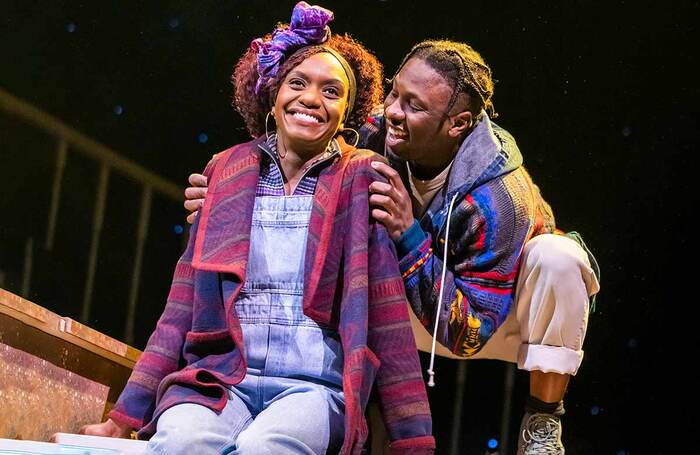 Velile Tshabalala and Nickcolia King-N'da in Running with Lions at Lyric Hammersmith, London. Photo: Tristram Kenton