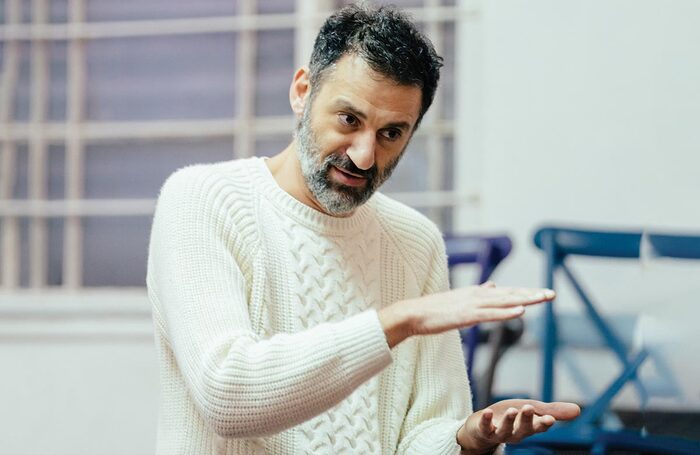 Omar Elerian in rehearsal for The Chairs at Almeida Theatre, London. Photo: Helen Murray