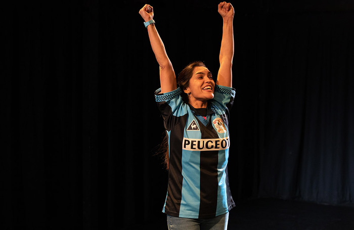 Hannah Kumari in ENG-ER-LAND at Edward Allen theatre, Dulwich College, London. Photo: Ali Wrigh Hannah Kumari in ENG-ER-LAND at Edward Allen theatre, Dulwich College, London. Photo: Ali Wrigh