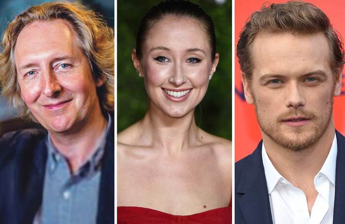 Jonathan Church, Erin Doherty and Sam Heughan. Photos: Shutterstock