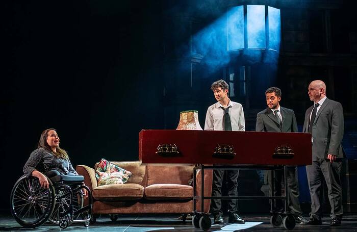 Amy Conachan, Dylan Wood, Reuben Joseph and Robert Florence in Orphans at SEC Armadillo, Glasgow. Photo: Mihaela Bodlovic Amy Conachan, Dylan Wood, Reuben Joseph and Robert Florence in Orphans at SEC Armadillo, Glasgow. Photo: Mihaela Bodlovic
