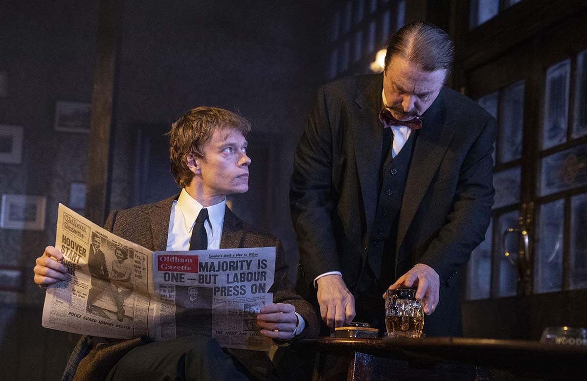 Alfie Allen and David Threlfall in Hangmen at Golden Theatre, New York. Photo: Joan Marcus