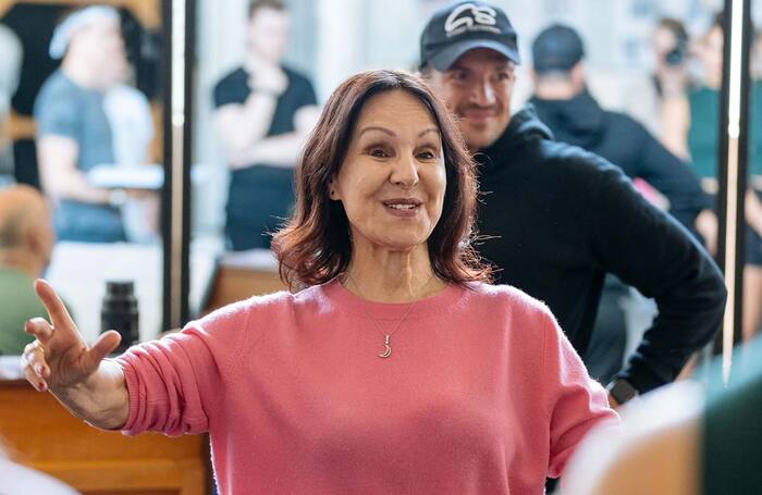 Arlene Phillips in rehearsals for Grease the Musical, with cast member Peter Andre. Photo: Manuel Harlan