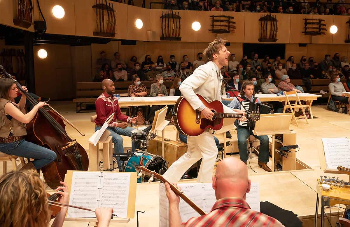 Arthur Darvill in Oklahoma! at the Young Vic, London. Photo: Marc Brenner