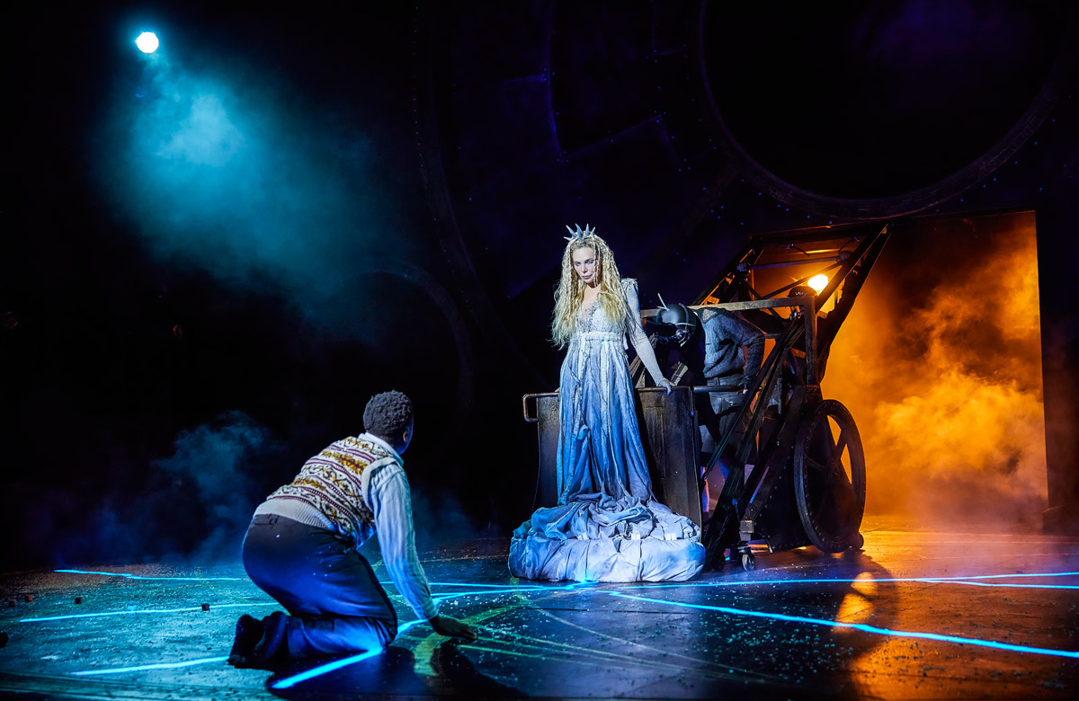 Shaka Kalokoh as Edmund and Samantha Womack as the White Witch in the touring production of The Lion, the Witch and the Wardrobe. Photo: Brinkhoff Moegenburg