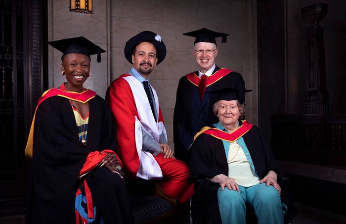 Cynthia Erivo, Lin-Manuel Miranda, Matt Lucas and Patricia Routledge, who were all awarded honorary membership of the Royal Academy of Music