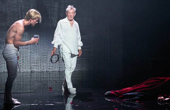 Johan Christensen and Ian McKellen in Hamlet at Ashton Hall, Edinburgh. Photo: Devin de Vil