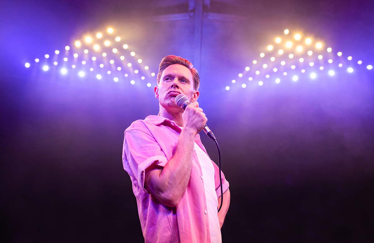 Samuel Barnett in Feeling Afraid As If Something Terrible Is Going to Happen at Roundabout @ Summerhall, Edinburgh. Photo: Mihaela Bodlovic