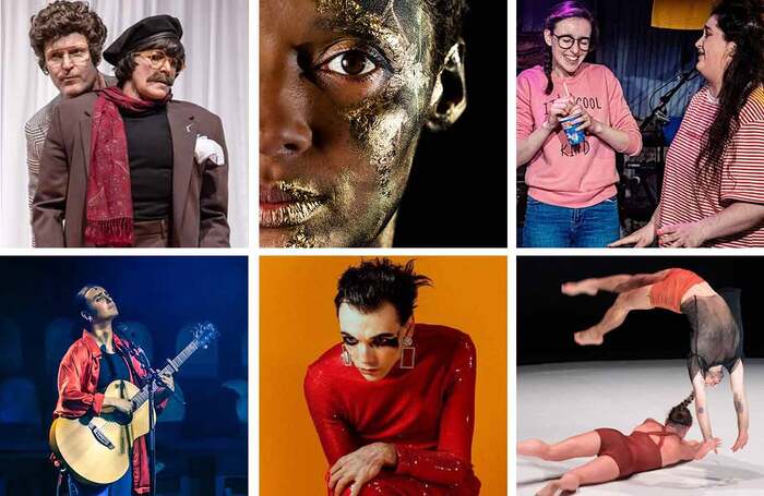 Clockwise from top left: Masterclass (photo: Ste Murray), Blood and Gold (photo: Robin Mair), Cassie and the Lights, Circa: Humans 2.0 (photo: Lesley Martin), Eve: All About Her and Manic Street Creatures (photo: Eleanora Briscoe)