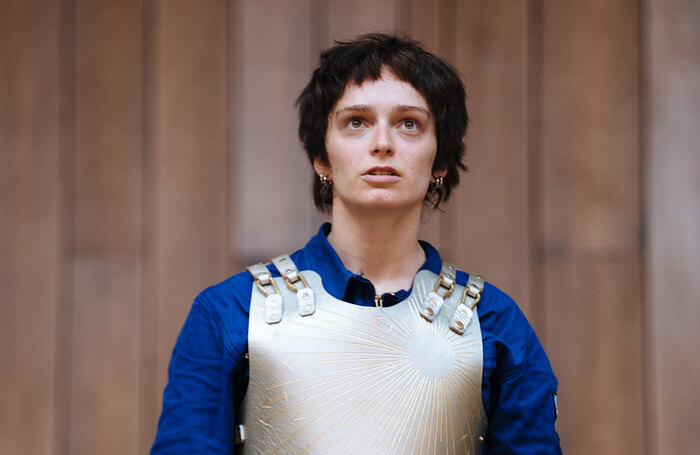 Isobel Thom in I, Joan at Shakespeare's Globe, London. Photo: Helen Murray