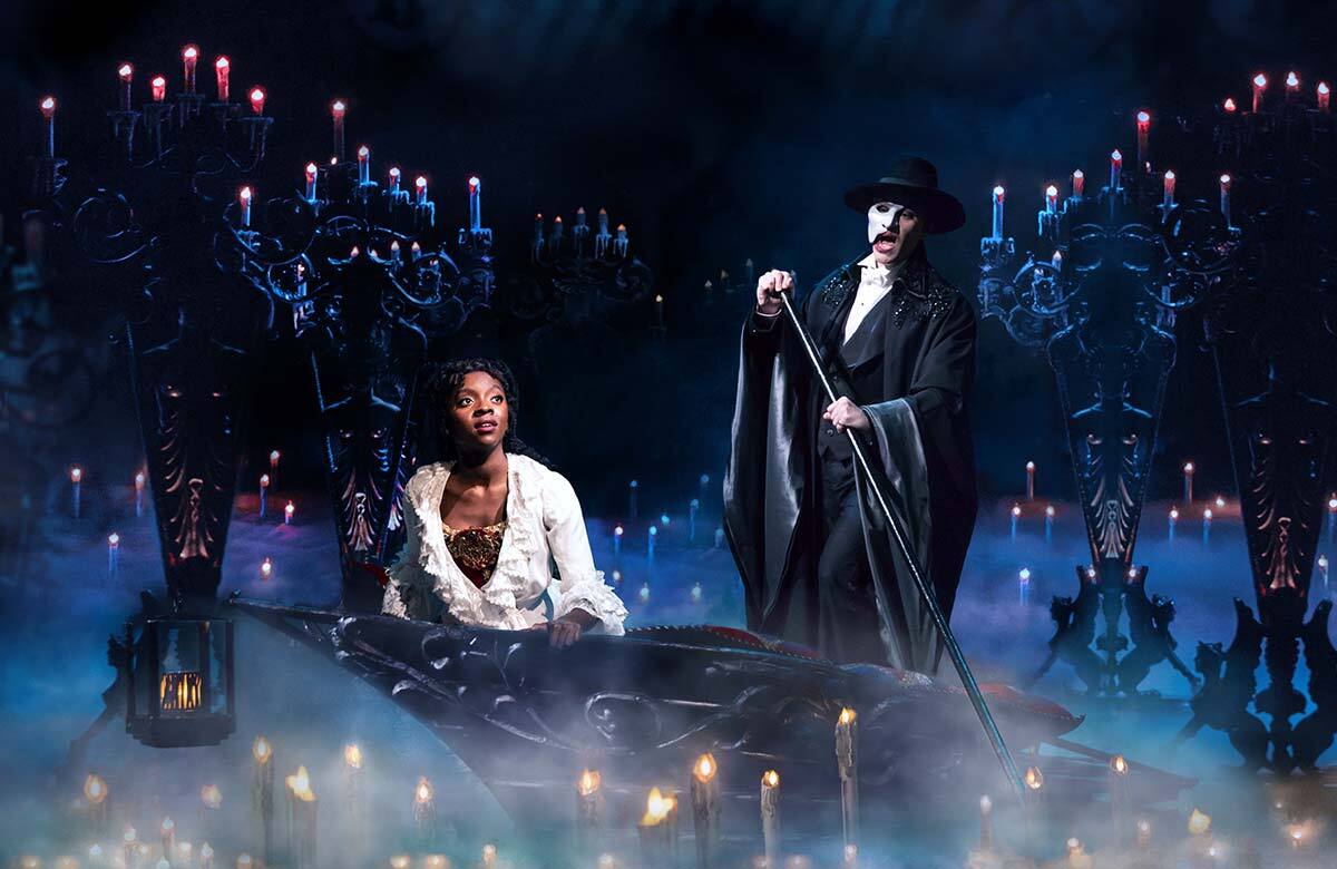 Emilie Kouatchou and Ben Crawford in The Phantom of the Opera on Broadway. Photo: Matthew Murphy