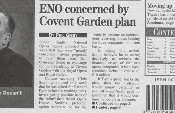 Government plans to move ENO out of the Coliseum – 25 years ago in The Stage