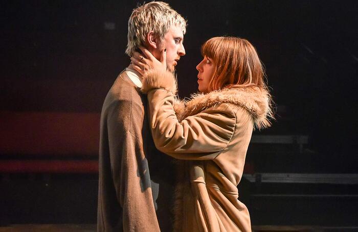 Alex Austin and Rebecca Humphries in Blackout Songs at Hampstead Theatre Downstairs, London. Photo: Robert Day