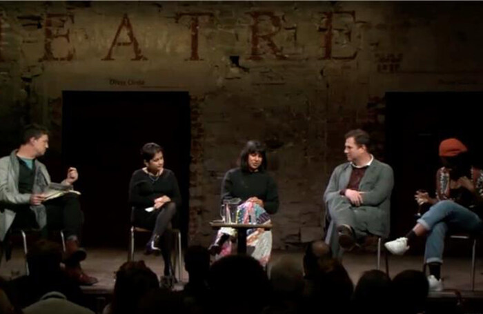 Screengrab of The Arts in a Time of Crisis livestreamed panel, hosted by Genesis Foundation and Bristol Old Vic