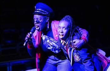 Toyin Ayedun-Alase and Nkhanise Phiri in Alice in Wonderland at Brixton House, London. Photo: Helen Murray