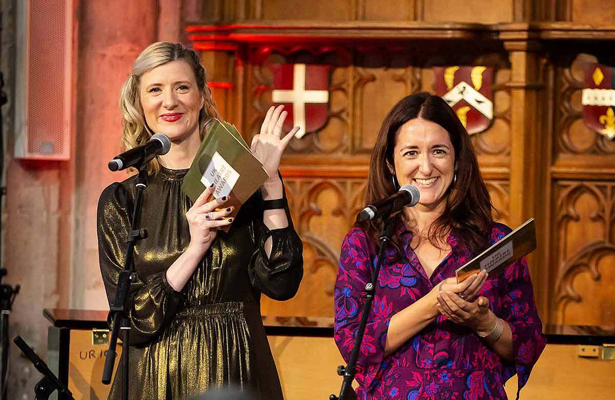 Claire Walker and Hannah Essex at this year’s  UK Theatre Awards. Photo: Pamela Raith