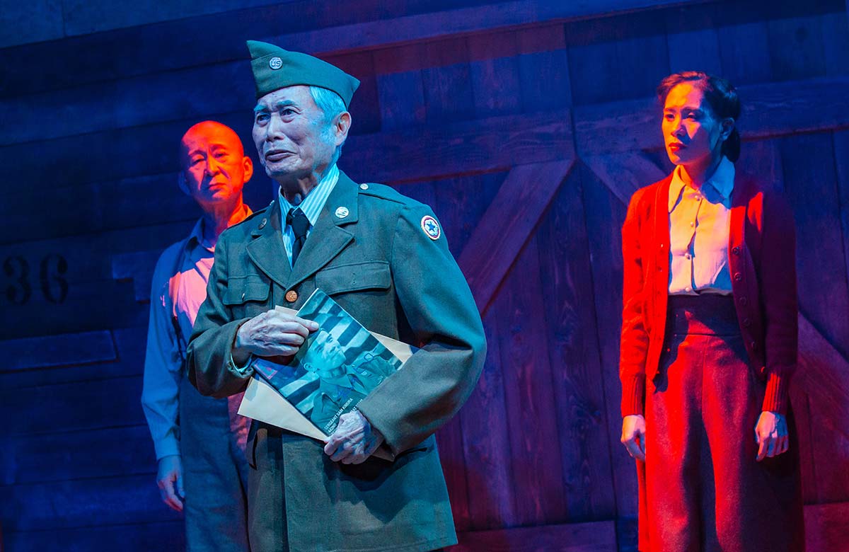 Masashi Fujimoto, George Takei and Aynrand Ferrer in Allegiance. Photo: Danny Kaan