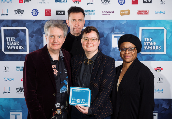 Phelim McDermott, Lee Simpson, Ess Grange, Stephen Crocker, Pauline Mayers at The Stage Awards 2023. Photo: Alex Brenner