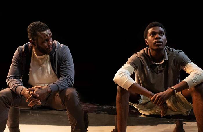 Wisdom Iheoma and Ola Teniola in One Who Wants to Cross&nbsp;at Finborough Theatre, London. Photo: Ali Wright