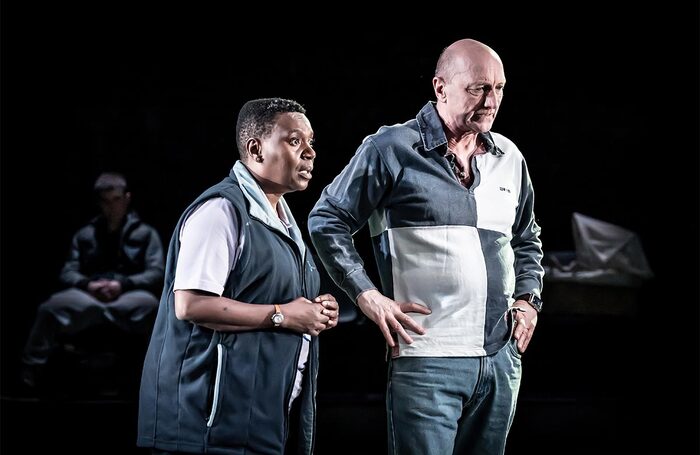 Anita Reynolds and Paul Brennen in Romeo and Julie at the Dorfman Theatre, National Theatre, London. Photo: Marc Brenner