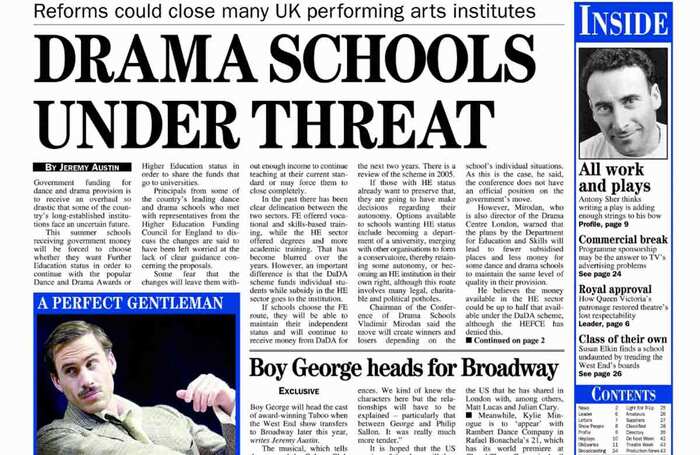 From The Stage's archive – "Drama schools under threat" (February 2003)