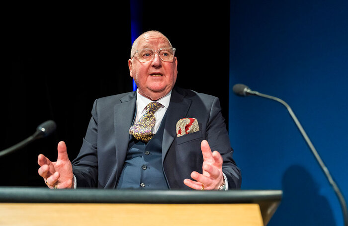 Howard Crossley in Grenfell: System Failure &ndash; Scenes from the Inquiry at the Playground Theatre, London. Photo: Tristram Kenton