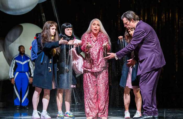 Christine Rice (centre) and John Relyea (right) in The Rhinegold London Coliseum. Photo: Tristram Kenton Christine Rice (centre) and John Relyea (right) in The Rhinegold London Coliseum. Photo: Tristram Kenton
