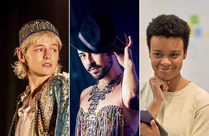 Emma Corrin in Orlando at the Garrick, London; Rob Madge in My Son's a Queer (But What Can You Do?) at Ambassadors, London; Leah Harvey in rehearsals for As You Like It at @sohoplace, London. Marc Brenner/Rob Madge/Manuel Harlan