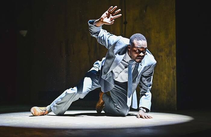 Kel Matsena in Joseph K and the Cost of Living at Swansea Grand Theatre. Photo: Kirsten McTernan