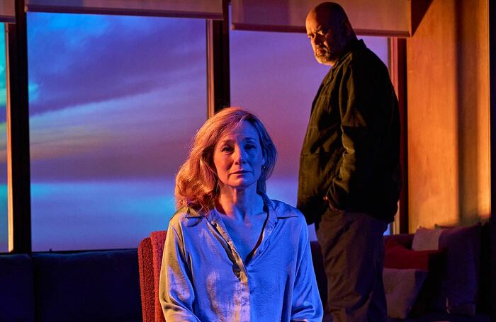 Nancy Carroll and Tony Jayawardena in Marjorie Prime at Menier Chocolate Factory, London. Photo: Manuel Harlan