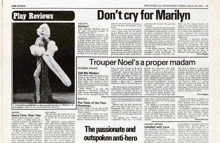 Marilyn Monroe Musical Is No Evita – 40 Years Ago In The Stage