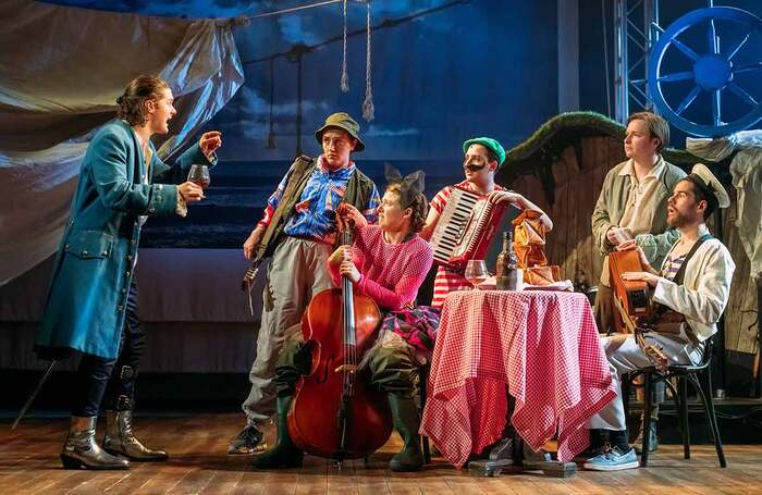 Malcolm Cumming, Karen Young, Christina Gordon, Isaac Savage, Ryan J Mackay and David Rankine in Kidnapped at Theatre Royal Glasgow. Photo: Mihaela Bodlovic
