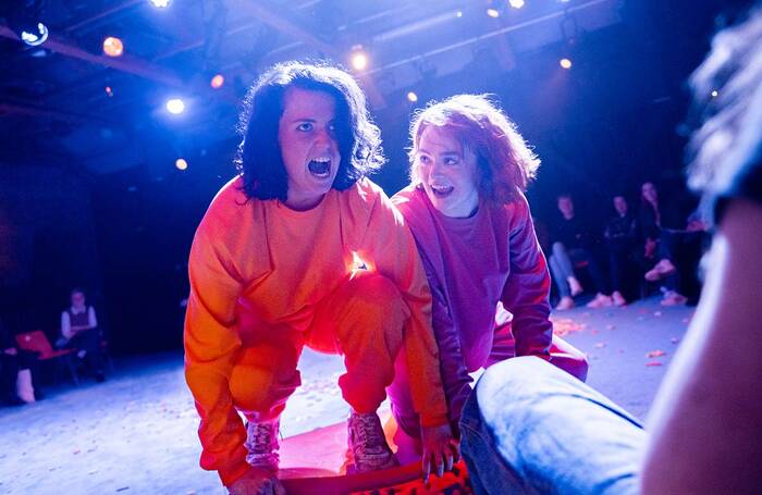 Anna Russell-Martin and Leah Byrne in Wolfie (some sort of fairytale) at Tron Theatre, Glasgow. Photo: Tommy Ga-Ken Wan