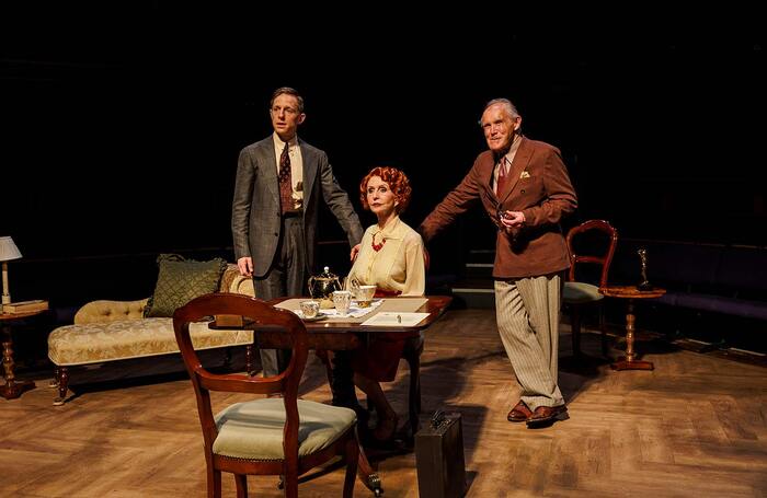 Pete Ashmore, Jane Asher and Clive Francis in The Circle at Orange Tree Theatre, London. Photo: Ellie Kurttz