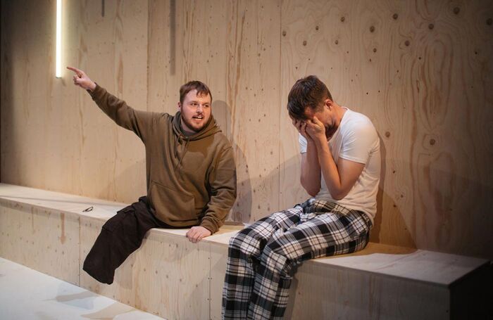 Callum Mardy and Joe Bolland in Paper Cut at Park Theatre, London. Photo: Stefan Hanegraaf