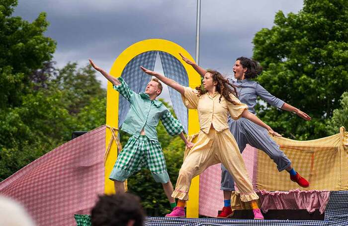 William Ross-Fawcett, Lucy Green and Charlotte Driessler in Peter Pan at St Paul's Church, London. Photo: Tom Dixon William Ross-Fawcett, Lucy Green and Charlotte Driessler in Peter Pan at St Paul's Church, London. Photo: Tom Dixon