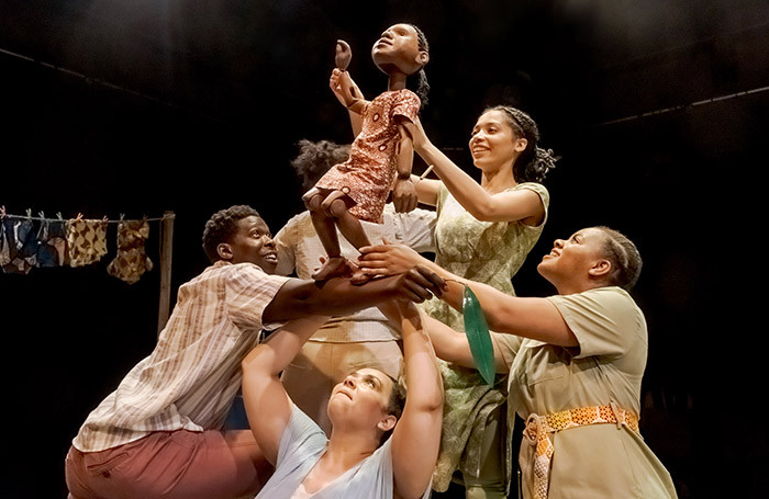 The cast of Anna Hibiscus’ Song at the Tanya Moiseiwitsch Playhouse, Sheffield Theatres. Photo: Chris Saunders