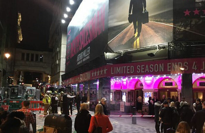 The Piccadilly Theatre in the West End immediately following the incident in 2019. Photo: London Fire Brigade