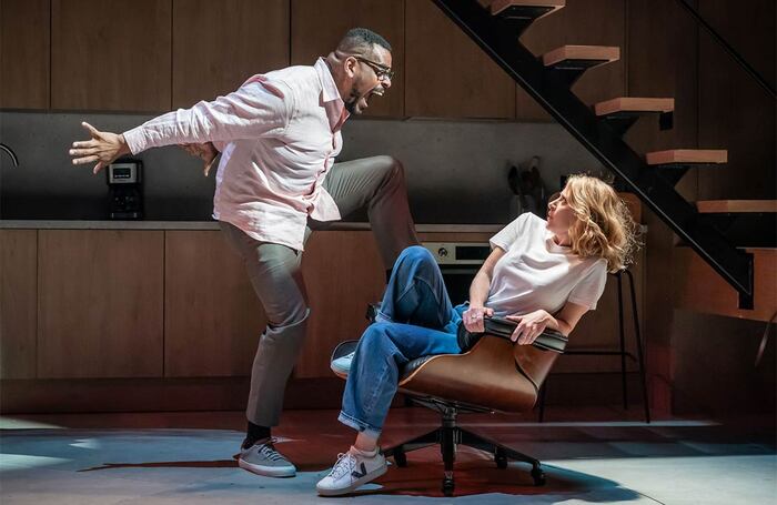 Trevor Dion Nicholas and Caissie Levy in Next to Normal at Donmar Warehouse, London. Photo: Marc Brenner