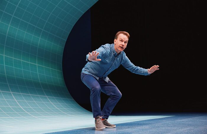 Mike Birbiglia in The Old Man & the Pool at Wyndham's Theatre, London. Photo: Emilio Madrid Mike Birbiglia in The Old Man & the Pool at Wyndham's Theatre, London. Photo: Emilio Madrid