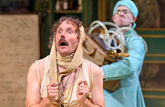 Edward Hogg and Garmon Rhys in The Hypochondriac at Crucible Theatre, Sheffield. Photo: Manuel Harlan Edward Hogg and Garmon Rhys in The Hypochondriac at Crucible Theatre, Sheffield. Photo: Manuel Harlan