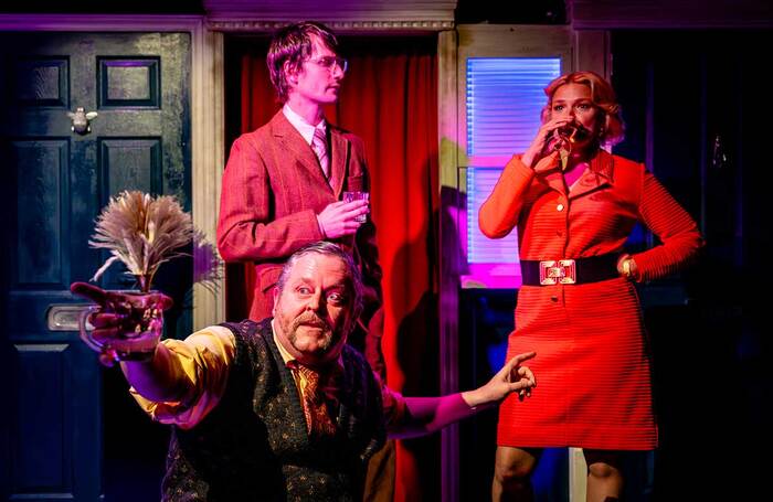 Mark Huckett, Tom Morley and Laura Doddington in Owners at Jermyn Street Theatre. Photo: Steve Gregson