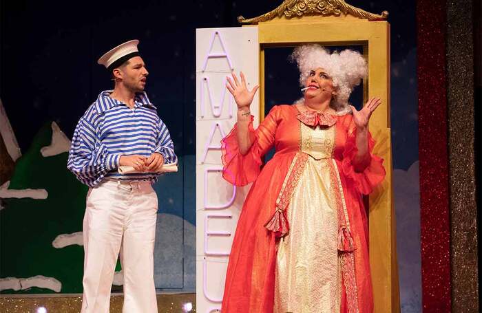 Adam McCoy and Lindzi Germain in The Scouse Dick Whittington at the Royal Court Theatre, Liverpool. Photo: Jason Roberts Photography